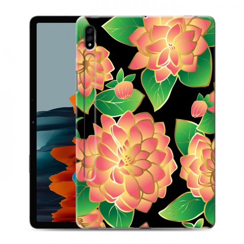 Дизайнерский силиконовый с усиленными углами чехол для Samsung Galaxy Tab S7 Люксовые цветы