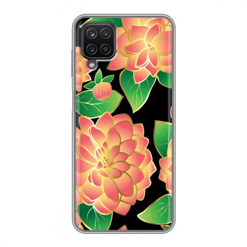 Дизайнерский силиконовый с усиленными углами чехол для Samsung Galaxy A12 Люксовые цветы