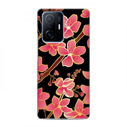 Дизайнерский силиконовый с усиленными углами чехол для Xiaomi 11T Люксовые цветы