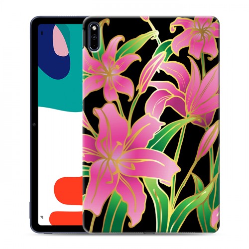 Дизайнерский силиконовый с усиленными углами чехол для Huawei MatePad Люксовые цветы