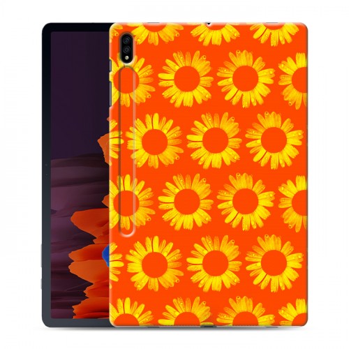 Дизайнерский силиконовый чехол для Samsung Galaxy Tab S7 Plus Монохромные цветы