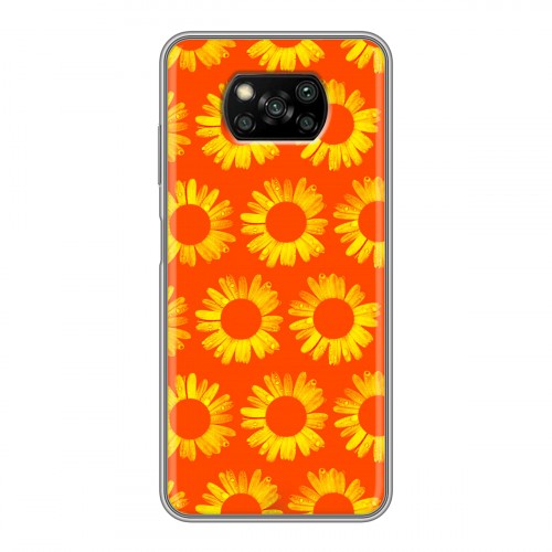 Дизайнерский силиконовый с усиленными углами чехол для Xiaomi Poco X3 Монохромные цветы