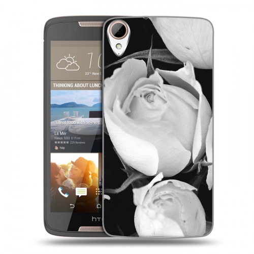 Дизайнерский силиконовый чехол для HTC Desire 828 Монохромные цветы