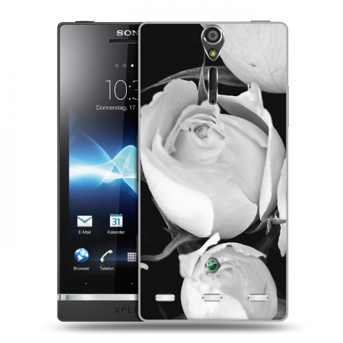 Дизайнерский пластиковый чехол для Sony Xperia S Монохромные цветы