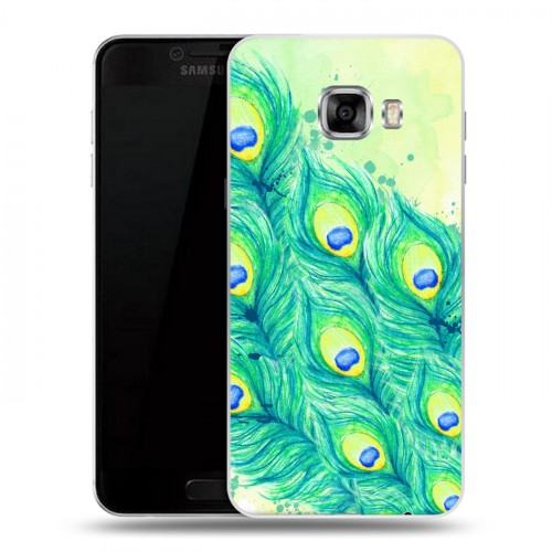 Дизайнерский пластиковый чехол для Samsung Galaxy C5 Перья павлина