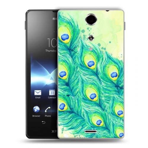 Дизайнерский пластиковый чехол для Sony Xperia TX Перья павлина