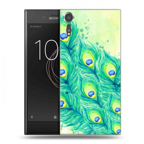 Дизайнерский пластиковый чехол для Sony Xperia XZs Перья павлина