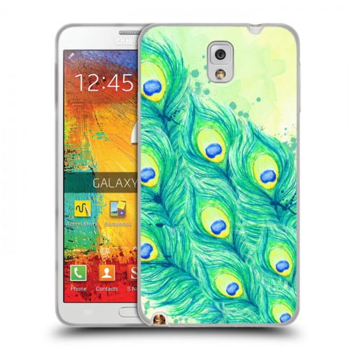 Дизайнерский пластиковый чехол для Samsung Galaxy Note 3 Перья павлина