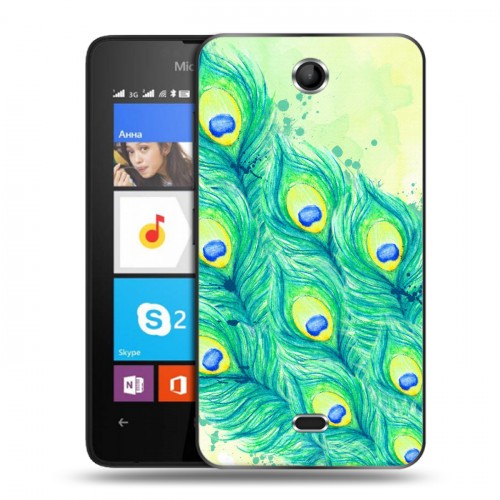 Дизайнерский силиконовый чехол для Microsoft Lumia 430 Dual SIM Перья павлина