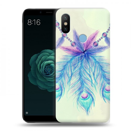 Дизайнерский силиконовый чехол для Xiaomi Mi A2 Перья павлина