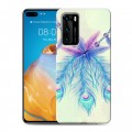 Дизайнерский силиконовый с усиленными углами чехол для Huawei P40 Перья павлина