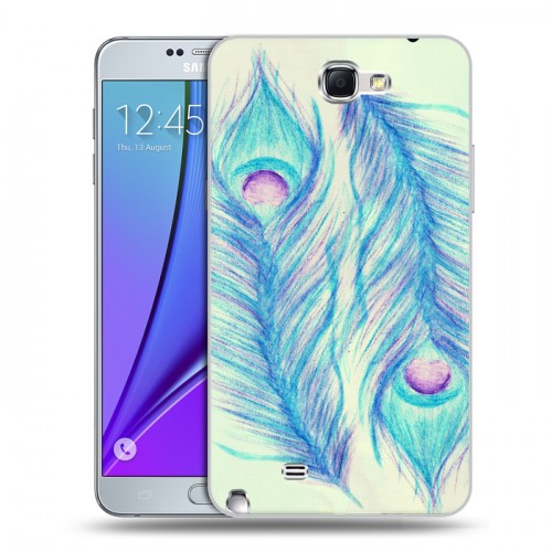 Дизайнерский пластиковый чехол для Samsung Galaxy Note 2 Перья павлина