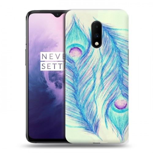 Дизайнерский пластиковый чехол для OnePlus 7 Перья павлина