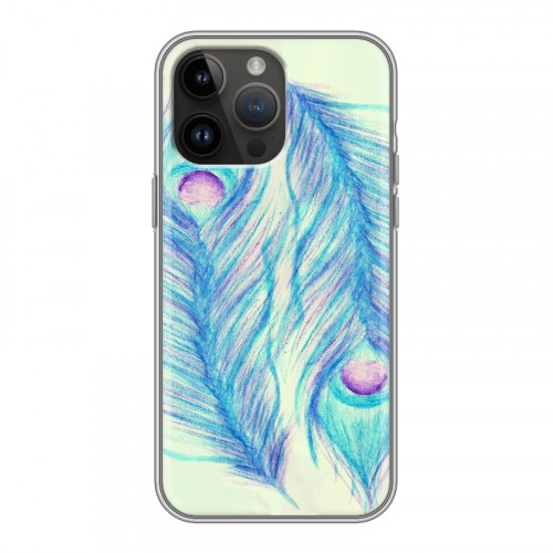 Дизайнерский силиконовый с усиленными углами чехол для Iphone 14 Pro Max Перья павлина