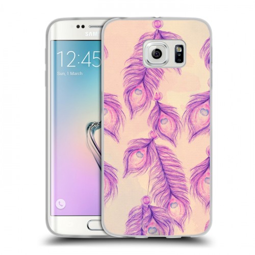 Дизайнерский силиконовый чехол для Samsung Galaxy S6 Edge Перья павлина