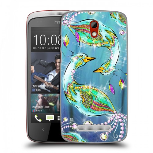 Дизайнерский пластиковый чехол для HTC Desire 500 Блистающий павлин