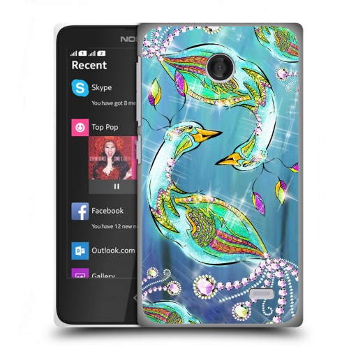 Дизайнерский пластиковый чехол для Nokia X Блистающий павлин