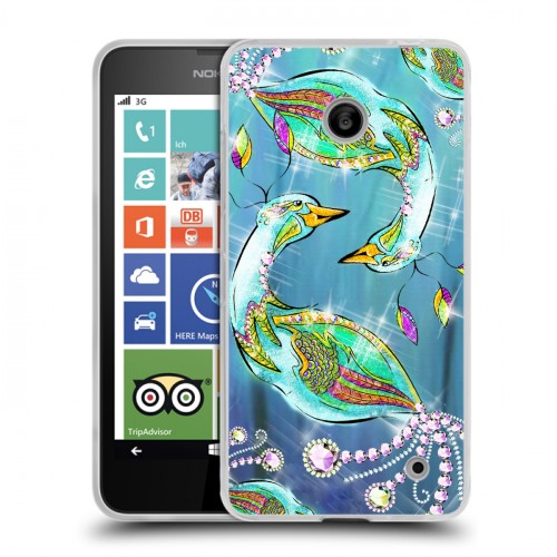 Дизайнерский пластиковый чехол для Nokia Lumia 630/635 Блистающий павлин