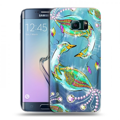 Дизайнерский пластиковый чехол для Samsung Galaxy S6 Edge Блистающий павлин