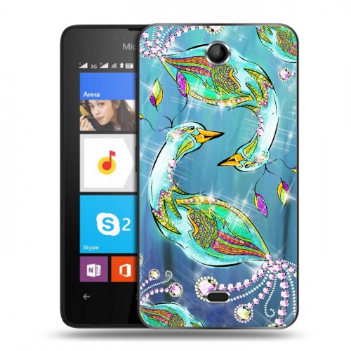 Дизайнерский силиконовый чехол для Microsoft Lumia 430 Dual SIM Блистающий павлин