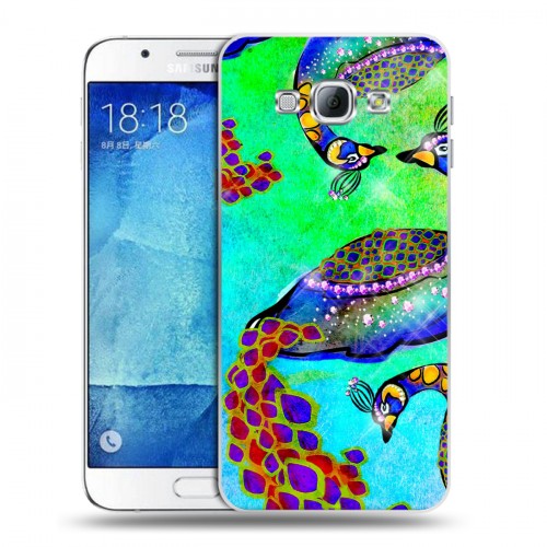 Дизайнерский пластиковый чехол для Samsung Galaxy A8 Блистающий павлин