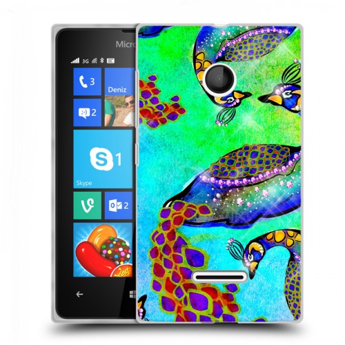 Дизайнерский пластиковый чехол для Microsoft Lumia 435 Блистающий павлин