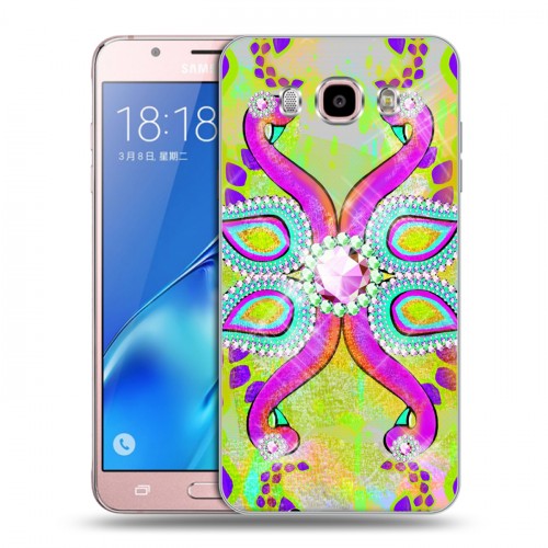 Дизайнерский силиконовый с усиленными углами чехол для Samsung Galaxy J5 (2016) Блистающий павлин