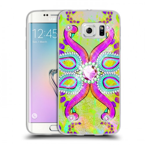 Дизайнерский силиконовый чехол для Samsung Galaxy S6 Edge Блистающий павлин
