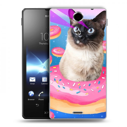 Дизайнерский пластиковый чехол для Sony Xperia TX Космик кошки