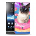 Дизайнерский пластиковый чехол для Sony Xperia S Космик кошки