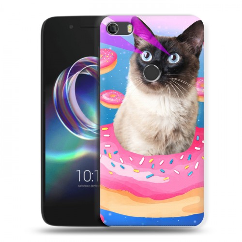 Дизайнерский силиконовый чехол для Alcatel Idol 5 Космик кошки