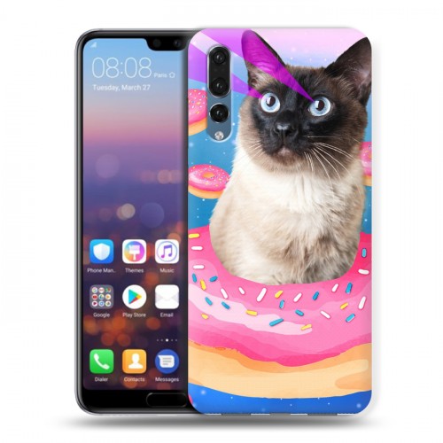 Дизайнерский силиконовый с усиленными углами чехол для Huawei P20 Pro Космик кошки