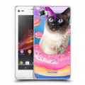 Дизайнерский пластиковый чехол для Sony Xperia L Космик кошки