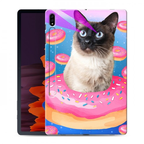 Дизайнерский силиконовый чехол для Samsung Galaxy Tab S7 Plus Космик кошки