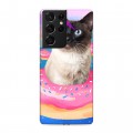 Дизайнерский пластиковый чехол для Samsung Galaxy S21 Ultra Космик кошки
