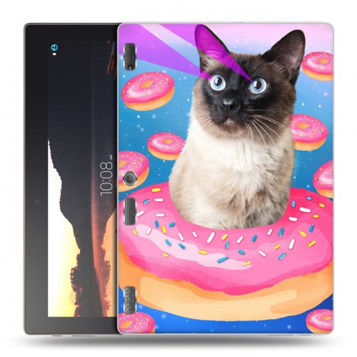 Дизайнерский силиконовый чехол для Lenovo Tab 2 A10 Космик кошки