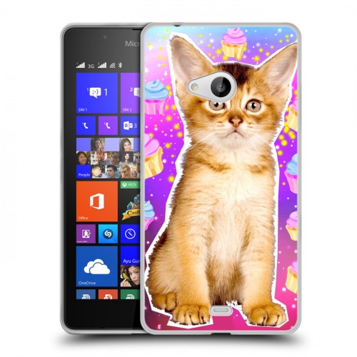 Дизайнерский пластиковый чехол для Microsoft Lumia 540 Космик кошки