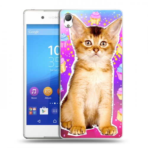 Дизайнерский пластиковый чехол для Sony Xperia Z3+ Космик кошки