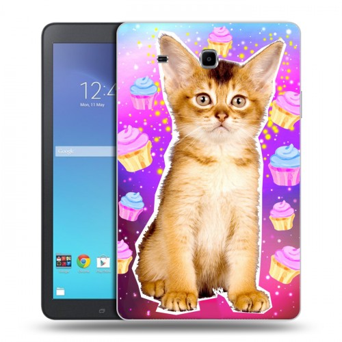 Дизайнерский силиконовый чехол для Samsung Galaxy Tab E 9.6 Космик кошки