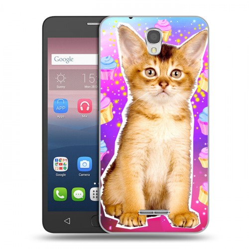 Дизайнерский силиконовый чехол для Alcatel Pop 4 Космик кошки
