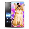 Дизайнерский пластиковый чехол для Sony Xperia TX Космик кошки