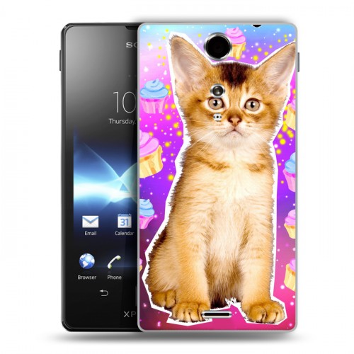 Дизайнерский пластиковый чехол для Sony Xperia TX Космик кошки