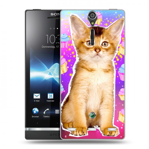 Дизайнерский пластиковый чехол для Sony Xperia S Космик кошки