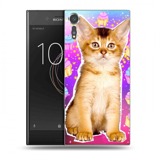 Дизайнерский пластиковый чехол для Sony Xperia XZs Космик кошки