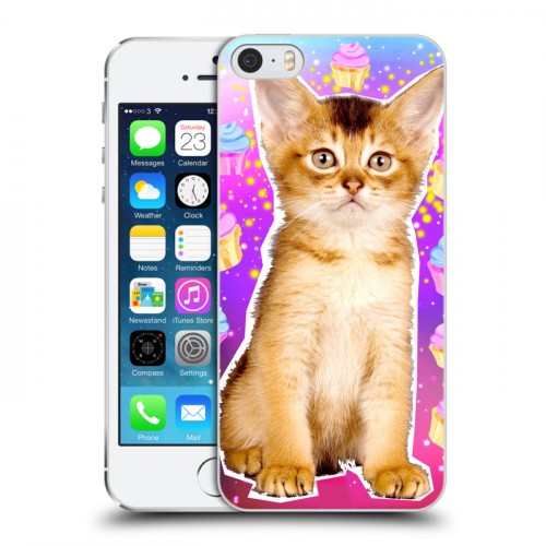 Дизайнерский пластиковый чехол для Iphone 5s Космик кошки