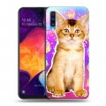 Дизайнерский силиконовый с усиленными углами чехол для Samsung Galaxy A70 Космик кошки