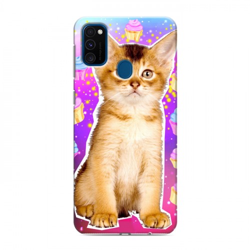 Дизайнерский силиконовый чехол для Samsung Galaxy M30s Космик кошки