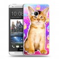 Дизайнерский пластиковый чехол для HTC One (M7) Dual SIM Космик кошки