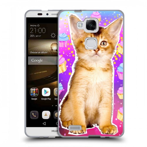 Дизайнерский силиконовый чехол для Huawei Ascend Mate 7 Космик кошки