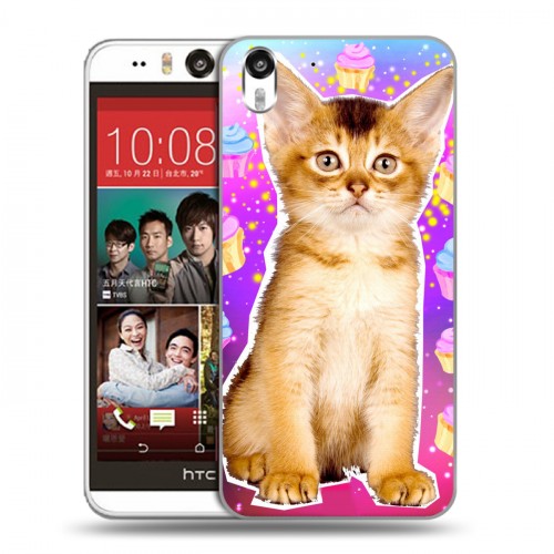 Дизайнерский силиконовый чехол для HTC Desire Eye Космик кошки